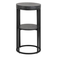Strington Round Bedside Table 1 Shelf in Matt Black - Furniture One Shop
