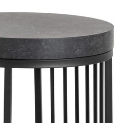 Strington Round Bedside Table 1 Shelf in Matt Black - Furniture One Shop