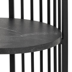 Strington Round Bedside Table 1 Shelf in Matt Black - Furniture One Shop