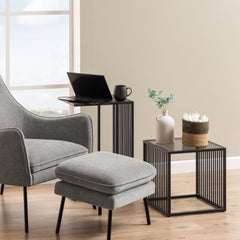 Strington Side Table in Black with Glass Top - Furniture One Shop