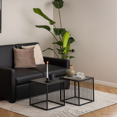 Strington Side Table in Black with Glass Top - Furniture One Shop