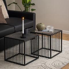 Strington Side Table in Black with Glass Top - Furniture One Shop