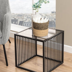 Strington Side Table in Black with Glass Top - Furniture One Shop