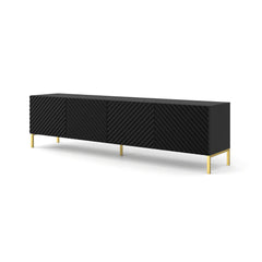 Surf Wooden TV Stand 200cm in Black with Gold Metal Legs