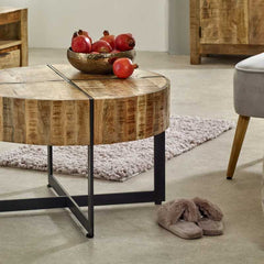Surrey Coffee Table Solid Wood With Metal Legs - UK - Furniture One Shop