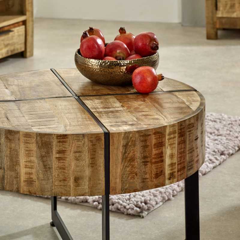 Surrey Coffee Table Solid Wood With Metal Legs - UK