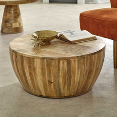 Surrey Drum Coffee Table in Solid Wood - UK