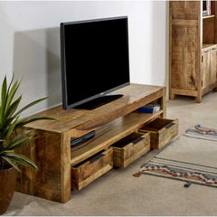 Surrey Large TV Stand With 3 Drawers in Solid Wood 150cm - UK - Furniture One Shop