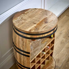 Surrey Sideboard Solid Dark Wood Barrel Wine - UK