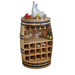 Surrey Sideboard Solid Dark Wood Barrel Wine - UK