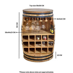 Surrey Sideboard Solid Dark Wood Barrel Wine - UK