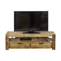 Surrey TV Stand With 2 Drawers in Solid Wood 130 cm - UK - Furniture One Shop
