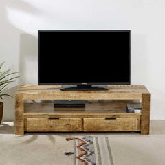 Surrey TV Stand With 2 Drawers in Solid Wood 130 cm - UK - Furniture One Shop
