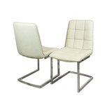 Tara Cream Faux Leather Dining Chairs with plain Back & Stitch Detail in Pair