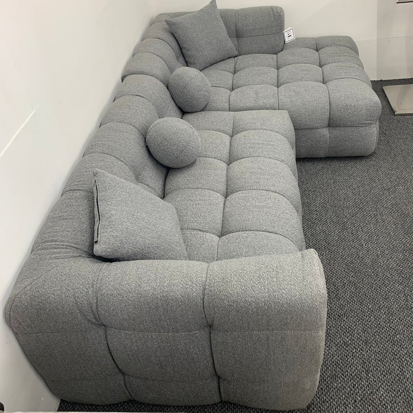 The Bubble Boucle Corner Sofa in Grey