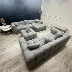 The Bubble Boucle Corner Sofa in Grey - Furniture One Shop