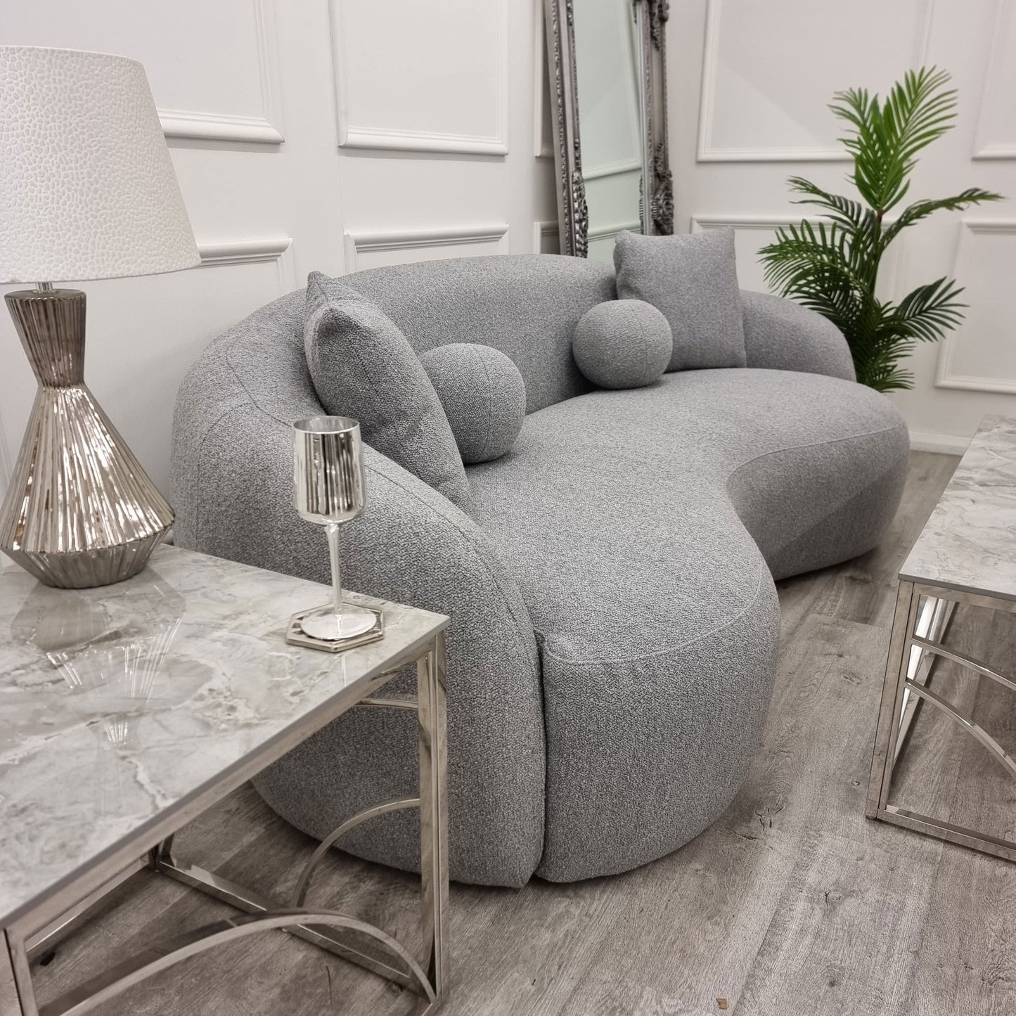 The Wave Boucle Sofa in Grey