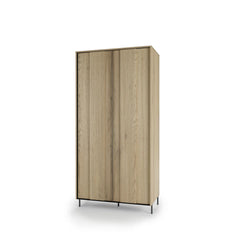 Tivoli Tall Wooden Cabinet with 2 Doors in Oak Cremona Torro & Black