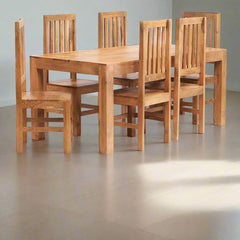 Toko Light Mango 6 Ft Dining Set With Wooden Chairs - UK