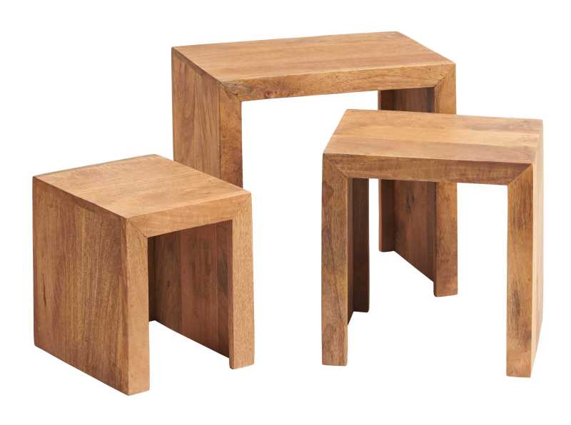 Toko Light Mango Nest Of 3 Tables - UK - Furniture One Shop