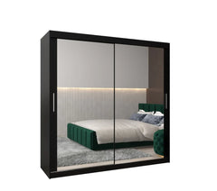 Tokyo III Mirrored Wardrobe 2 Sliding Doors 200cm In Black Matt