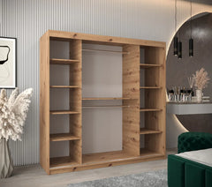 Tokyo III Mirrored Wardrobe 2 Sliding Doors 200cm In Oak Artisan