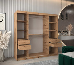 Tokyo III Mirrored Wardrobe 2 Sliding Doors 200cm In Oak Artisan