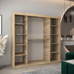 Tokyo III Mirrored Wardrobe 2 Sliding Doors 200cm In Oak Sonoma