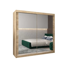 Tokyo III Mirrored Wardrobe 2 Sliding Doors 200cm In Oak Sonoma