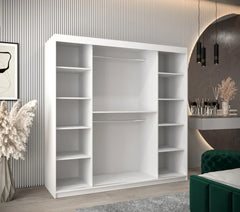 Tokyo III Mirrored Wardrobe 2 Sliding Doors 200cm In White Matt