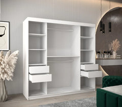 Tokyo III Mirrored Wardrobe 2 Sliding Doors 200cm In White Matt