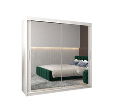 Tokyo III Mirrored Wardrobe 2 Sliding Doors 200cm In White Matt
