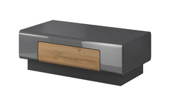 Toledo Wooden Coffee Table in Grey Gloss and San Remo Oak with Grey Matt Carcass - 110cm