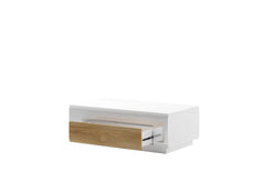 Toledo Wooden Coffee Table in White Gloss and San Remo Oak with White Matt Carcass - 110cm