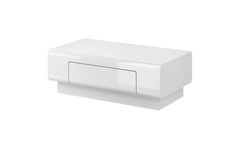 Toledo Wooden Coffee Table in Front White Gloss with White Matt Carcass - 110cm