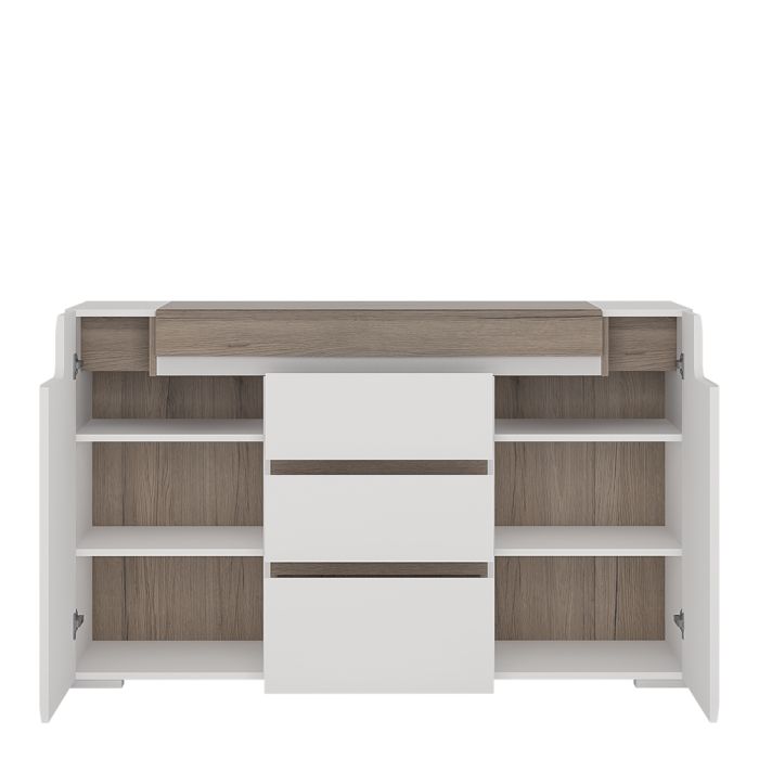 Toronto 2 Door 3 Drawer Sideboard (inc. Plexi Lighting) - UK