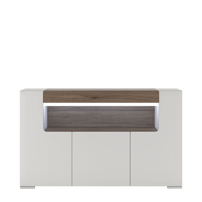 Toronto 3 Door Sideboard with open shelving (inc. Plexi Lighting) - UK