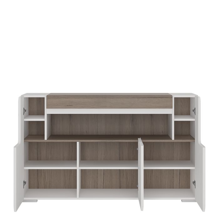 Toronto 3 Door Sideboard with open shelving (inc. Plexi Lighting) - UK