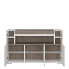 Toronto 3 Door Sideboard with open shelving (inc. Plexi Lighting) - UK - Furniture One Shop