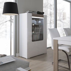 Toronto Low Glazed 2 Door Display Cabinet with Internal Shelves (inc. Plexi Lighting) - UK - Furniture One Shop