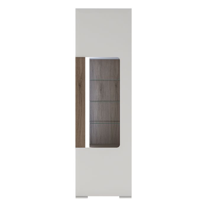 Toronto Tall Narrow Glazed Display Cabinet with Internal Shelves (inc. Plexi Lighting) - UK