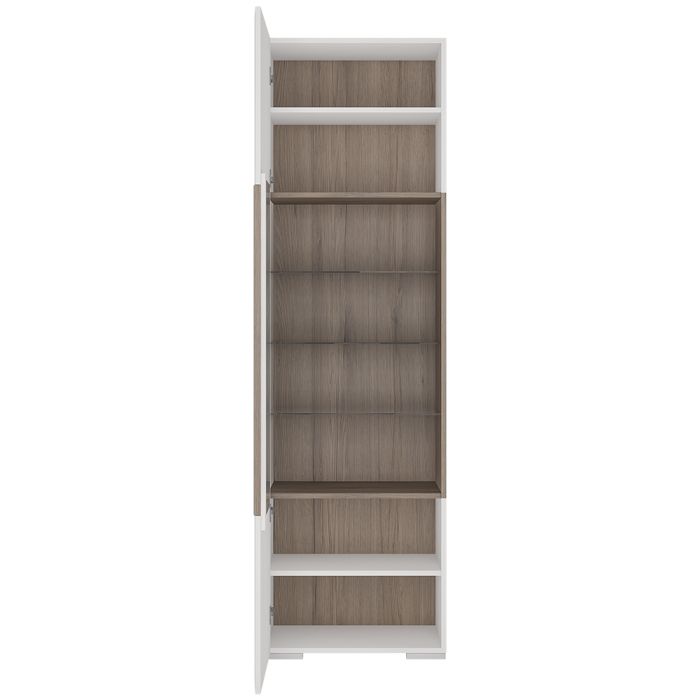 Toronto Tall Narrow Glazed Display Cabinet with Internal Shelves (inc. Plexi Lighting) - UK