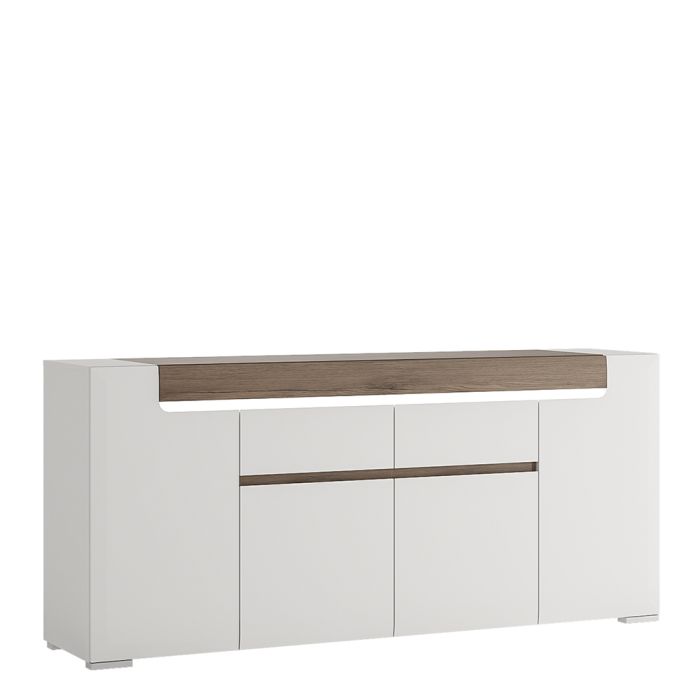 Toronto Wide 4 Door 2 Drawer Sideboard (inc. Plexi Lighting) - UK