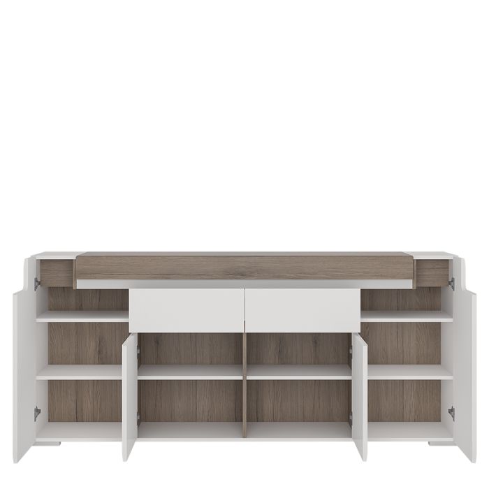 Toronto Wide 4 Door 2 Drawer Sideboard (inc. Plexi Lighting) - UK