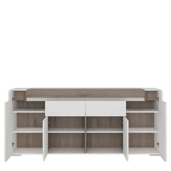 Toronto Wide 4 Door 2 Drawer Sideboard (inc. Plexi Lighting) - UK - Furniture One Shop