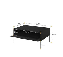Trend TR Wooden Coffee Table in Black Matt with Black Metal Legs - Furniture One Shop