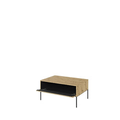Trend TR Wooden Coffee Table in Oak Artisan with Black Metal Legs - Furniture One Shop