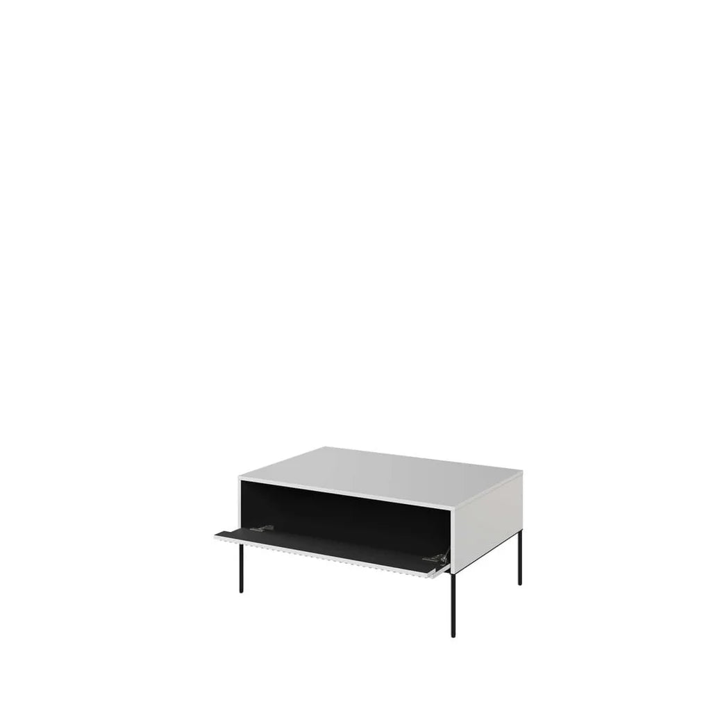 Trend TR Wooden Coffee Table in White Matt with Black Metal Legs