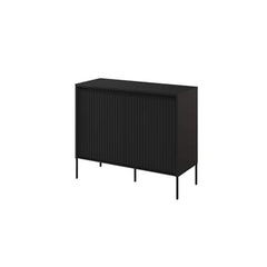 Trend Wooden Sideboard 2 Doors in Black Matt with Black Metal Legs - Furniture One Shop
