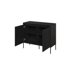 Trend Wooden Sideboard 2 Doors in Black Matt with Black Metal Legs - Furniture One Shop